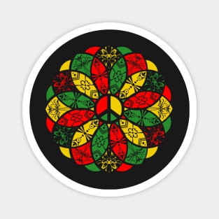 Ornamental Peace Mandala - Rasta Colours Magnet